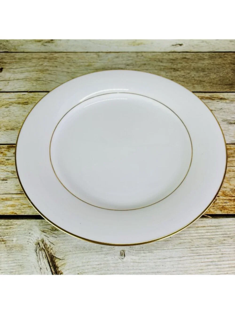 Vintage Noritake DAWN White Gold Trim Verge Japan Porcelain Dinner Plates Set 4